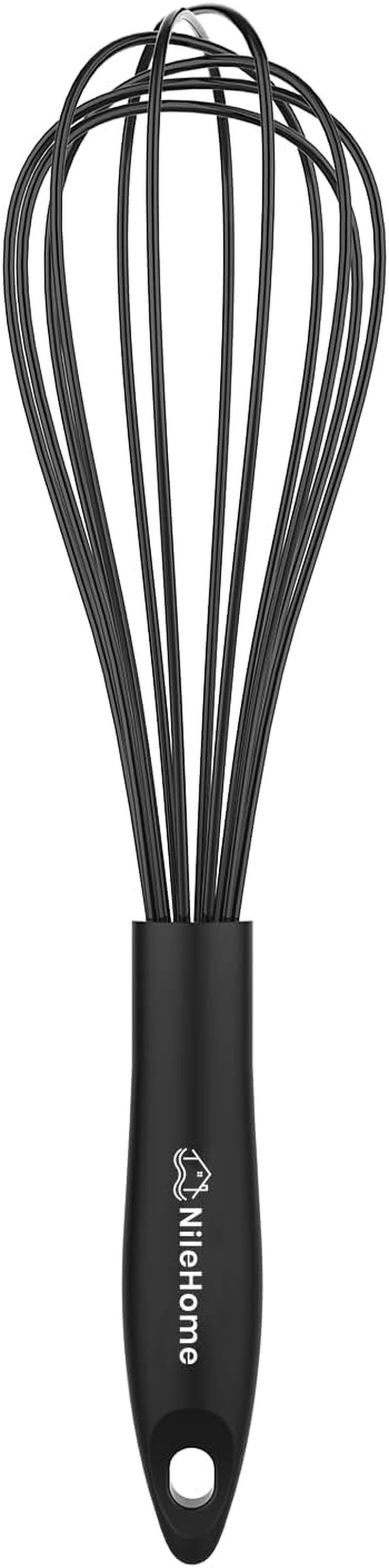 Silicone Whisk 10" Kitchen Whisk for Cooking，Black