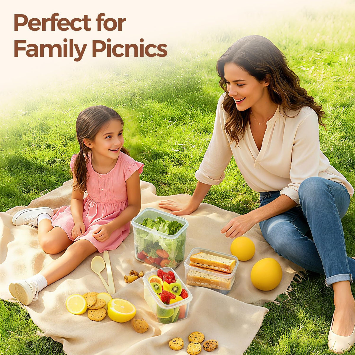 Airtight Food Storage Containers with Lids 0.8/1.5/2.1Qt 3Pack
