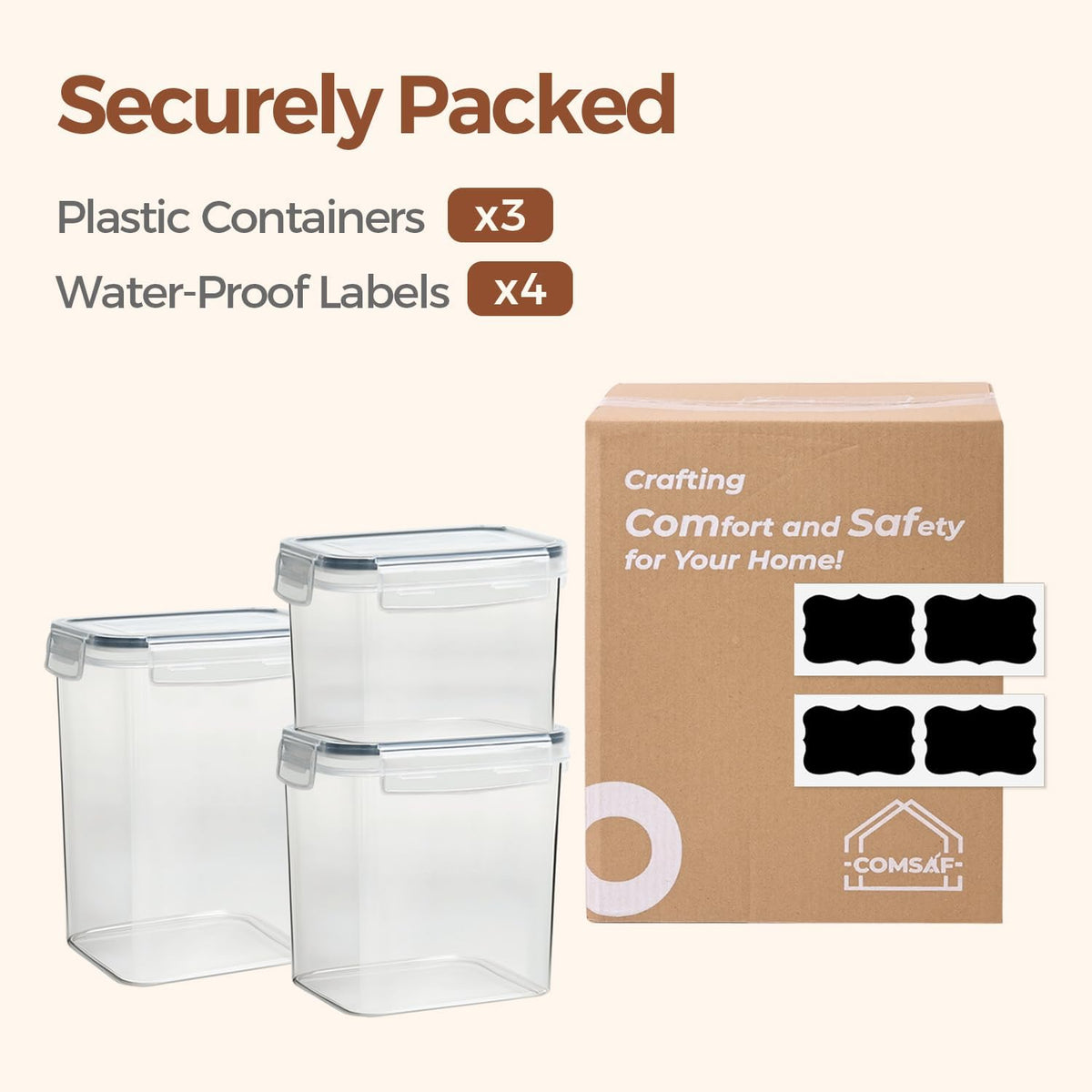 Airtight Food Storage Containers with Lids 0.8/1.5/2.1Qt 3Pack