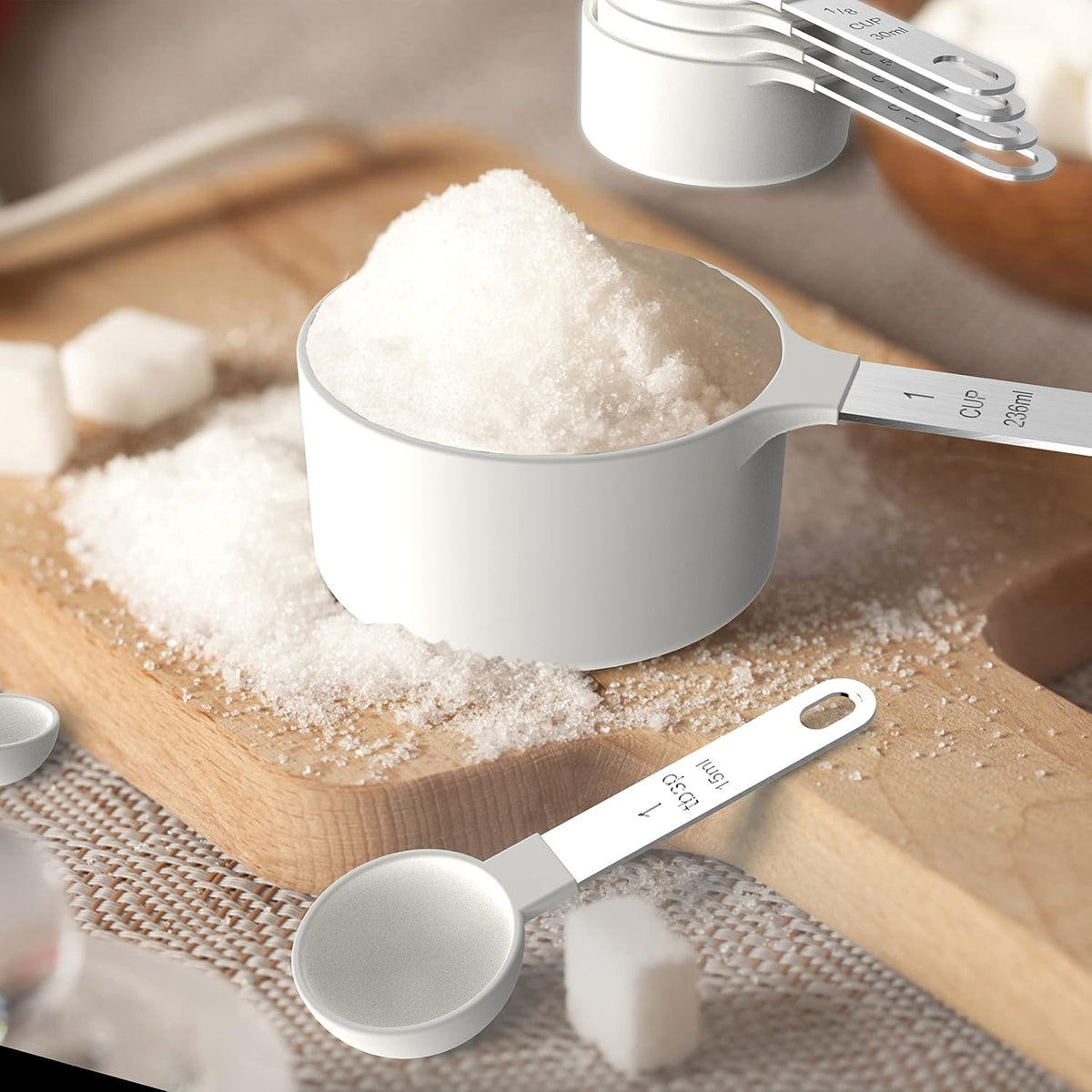 Measuring Cups & Spoons Set, Stackable Cups and Spoons