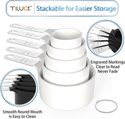 Measuring Cups & Spoons Set, Stackable Cups and Spoons