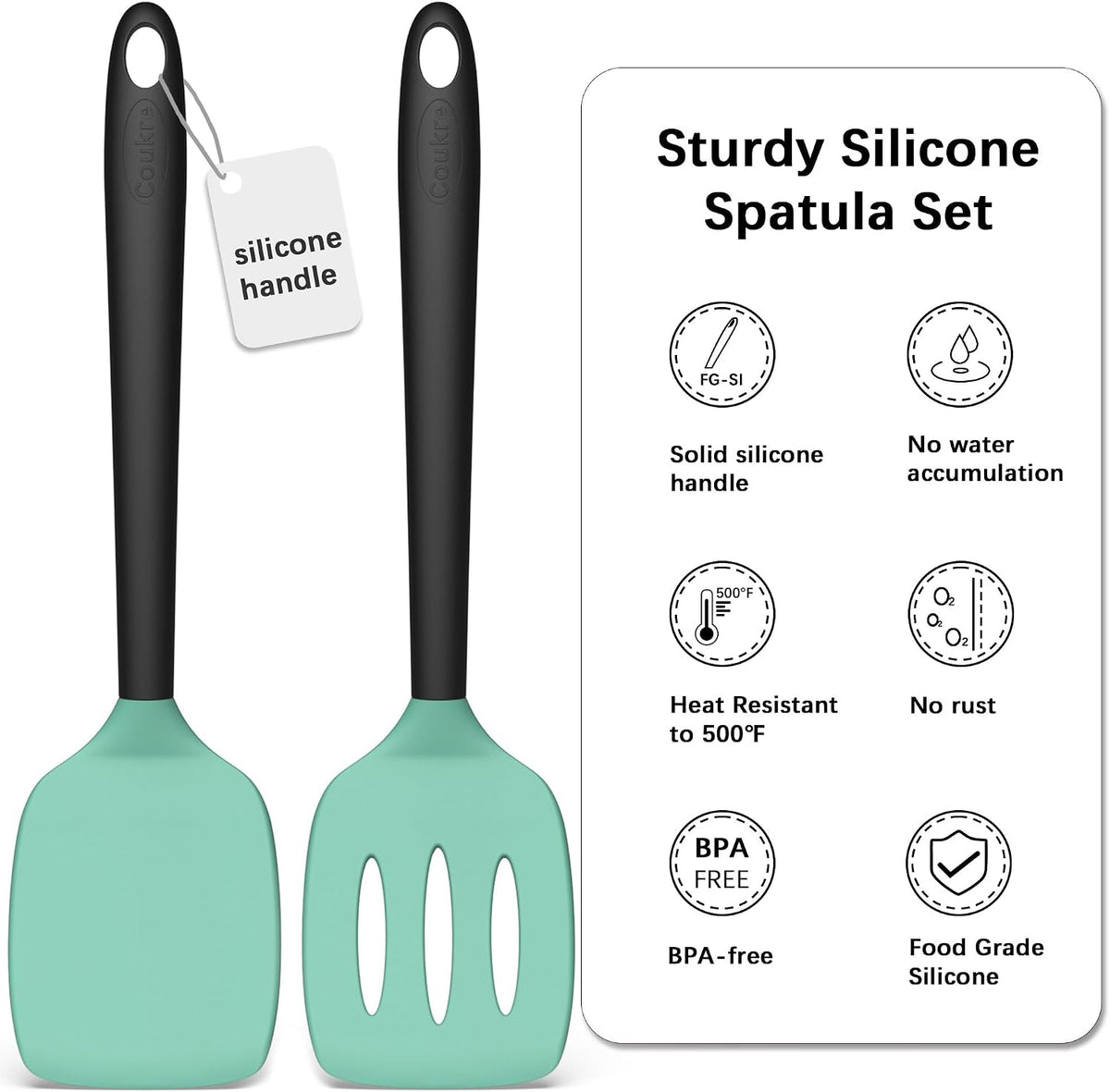 2 Pack Silicone Spatula Set,High Heat Resistant, Bpa-Free