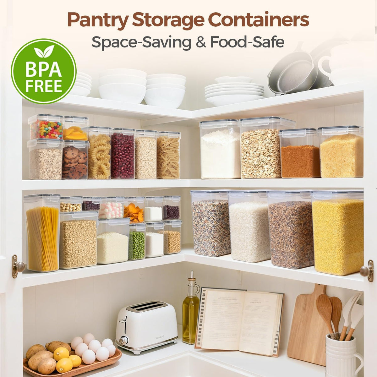 Airtight Food Storage Containers with Lids 0.8/1.5/2.1Qt 3Pack