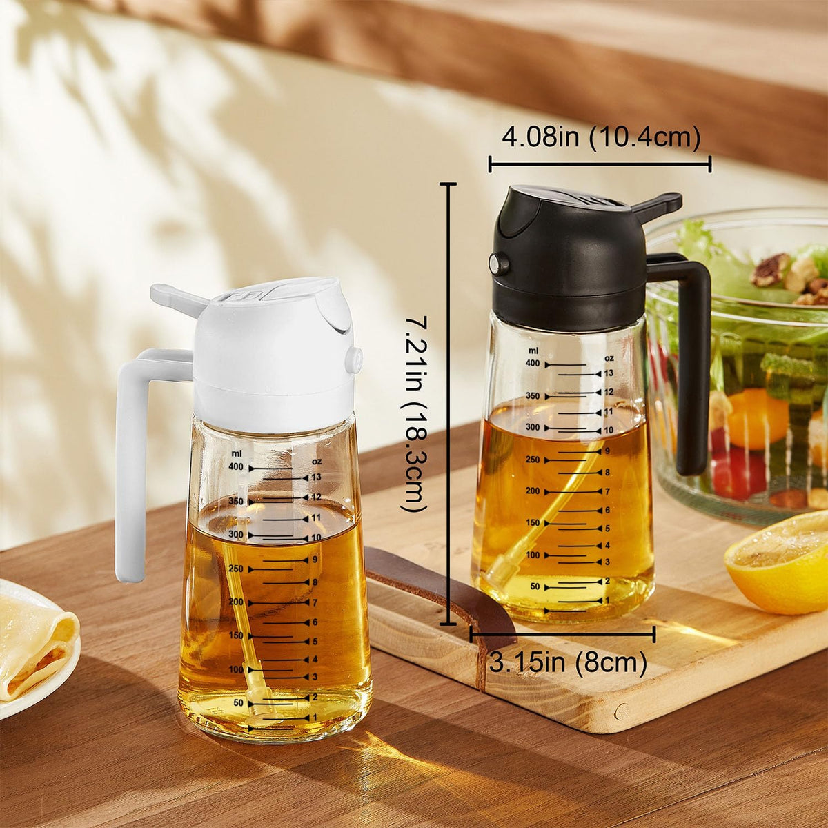 16Oz/470Ml Glass Olive Oil Sprayer for Cooking - 2 in 1 Olive Oil Dispenser for Kitchen Gadgets, Air Fryer, Salad, and BBQ - Navy