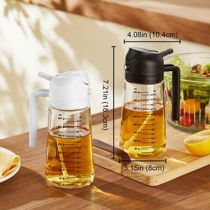 16Oz/470Ml Glass Olive Oil Sprayer for Cooking - 2 in 1 Olive Oil Dispenser for Kitchen Gadgets, Air Fryer, Salad, and BBQ - Navy