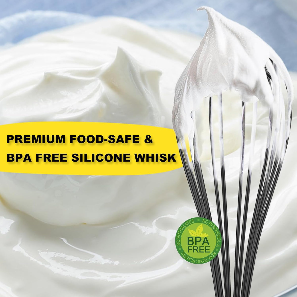Silicone Whisk 10" Kitchen Whisk for Cooking，Black