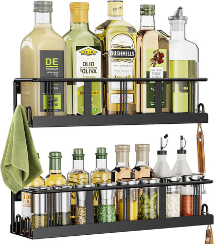 Spice Rack Wall Mounted 2 Pack,Rv Spice Rack,Black