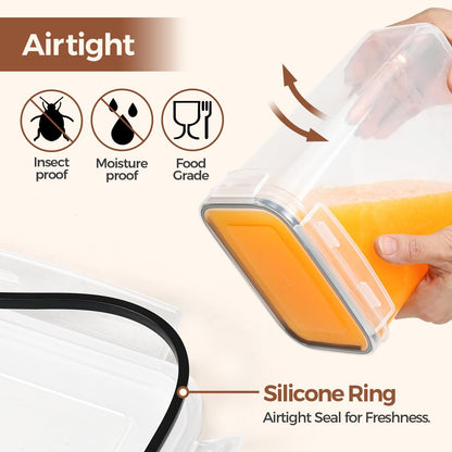 Airtight Food Storage Containers with Lids 0.8/1.5/2.1Qt 3Pack