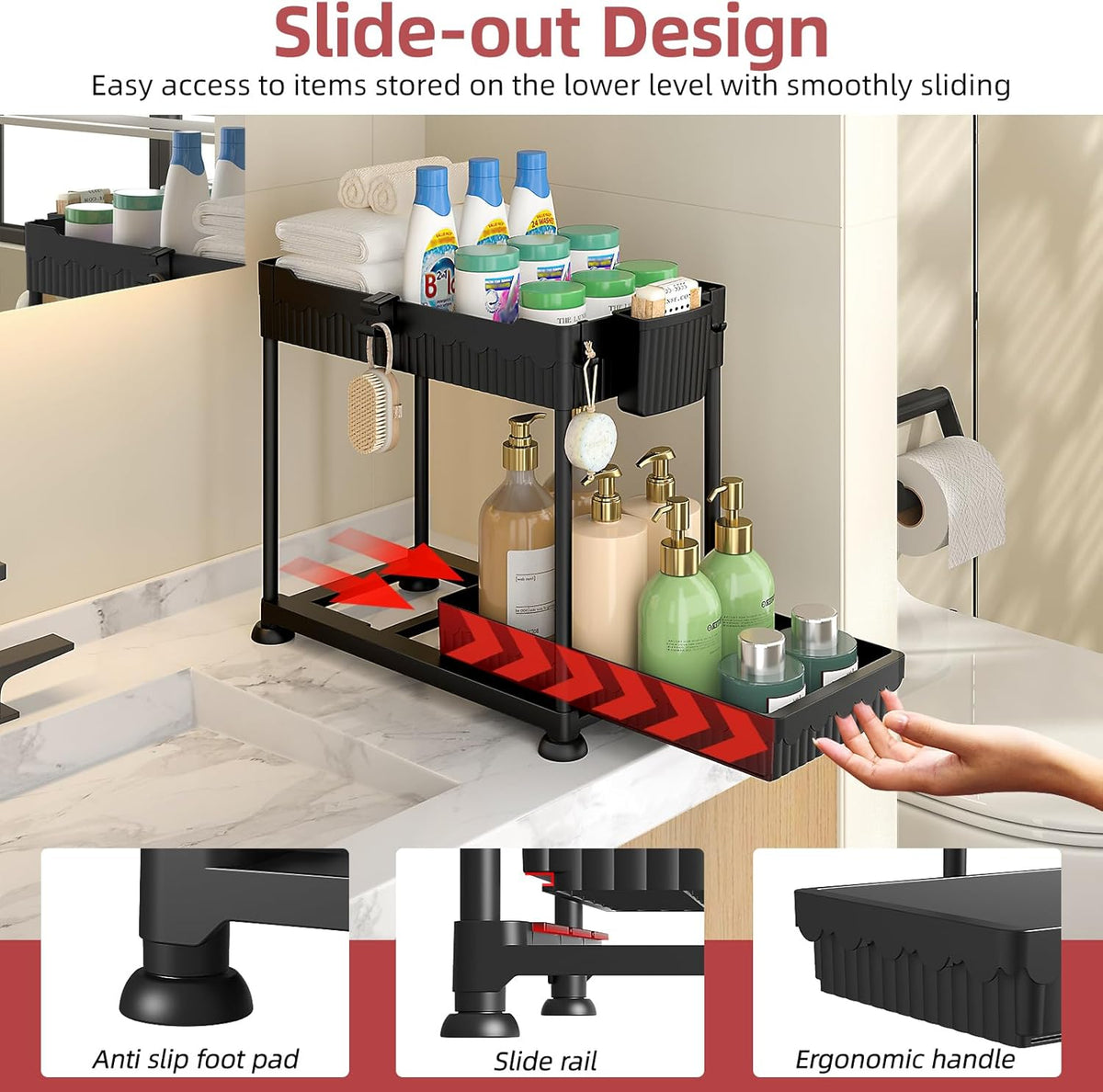 4-Pack 2-Tier under Sink Organizer with Pull Out Drawers