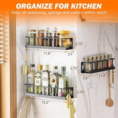 Spice Rack Wall Mounted 2 Pack,Rv Spice Rack,Black
