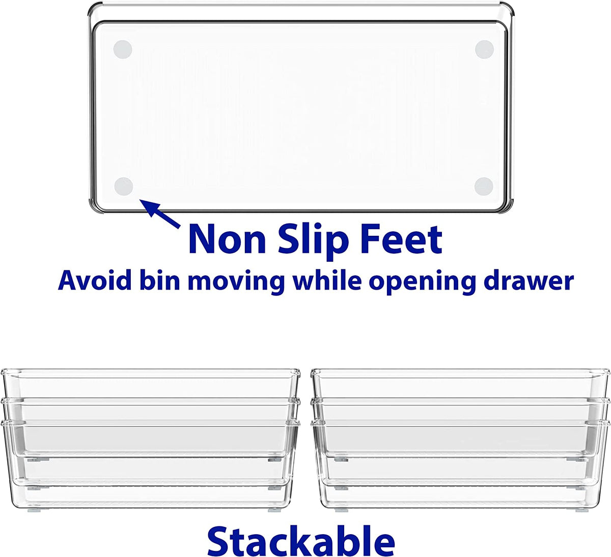 Clear Desk Drawer Organizer, 3.25"X 6.25", 6 Packs