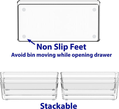 Clear Desk Drawer Organizer, 3.25"X 6.25", 6 Packs