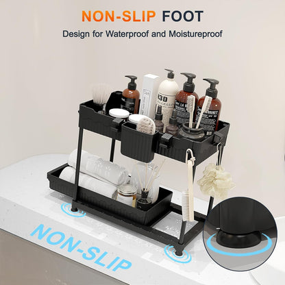 4-Pack 2-Tier under Sink Organizer with Pull Out Drawers
